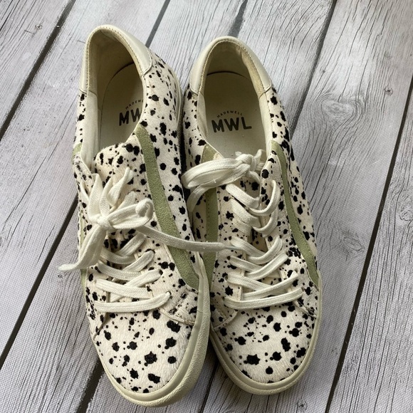Madewell sidewalk low sneakers white Mint Black Dot Fur tennis shoes size 9.5 - Picture 8 of 10